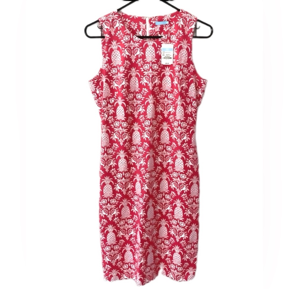 NWT J. McLaughlin Women’s XS Pink Coral Pineapple Dress New Sleeveless Sheath